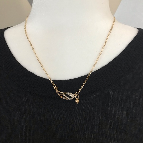 Gold Glitz Angle Wing Necklace - Picture 1 of 5